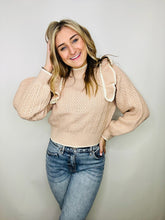 Blush Ruffle Shoulder Knit Sweater