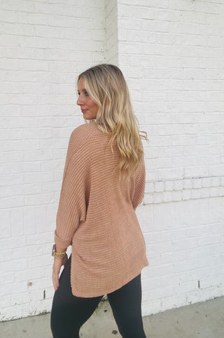 Camel Bubble Waffle Top- clothing,Curvy,Tops-Ace of Grace Women's Boutique