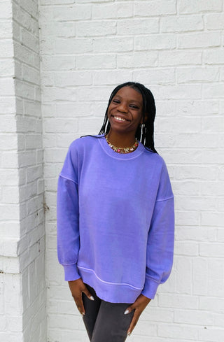 Hi-Low Pullover with Pocket- clothing,Hi,HOT PINK,hot pink top,lavendar,lavender,LAVENDER TEE,LAVENDER TOP,oversized sweatshirt,pink,pink pullover,pink sweatshirt,pullover,purple sweatshirt,sweatshirt,SWEATSHIRTS,teal,TEAL SHIRT,TEAL TOP,Tops,Xlothi-Ace of Grace Women's Boutique