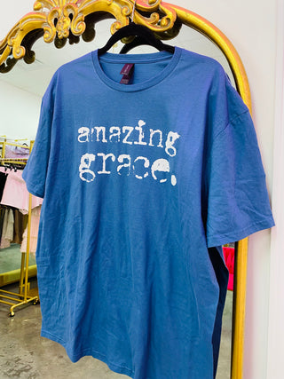 Amazing Grace Tee - XL- blue graphic tee,Curvy,Tops-Ace of Grace Women's Boutique