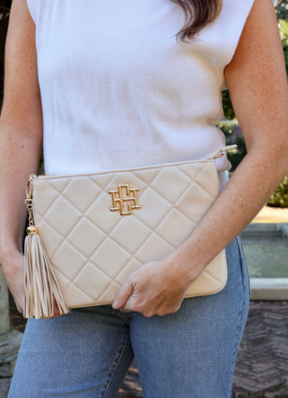 Caroline Hill - Madelyn Clutch/Crossbody Cream Quilted LD- bags,caroline hill,CAROLINE HILL PURSE,PURSE,purse strap-Ace of Grace Women's Boutique