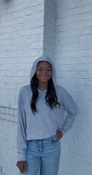 Ribbed Cropped Hoodie- clothing,crop sweater,crop top,CROPPED,cropped hoodie,hoodie,RIBBED CROP TOP,Tops-Ace of Grace Women's Boutique