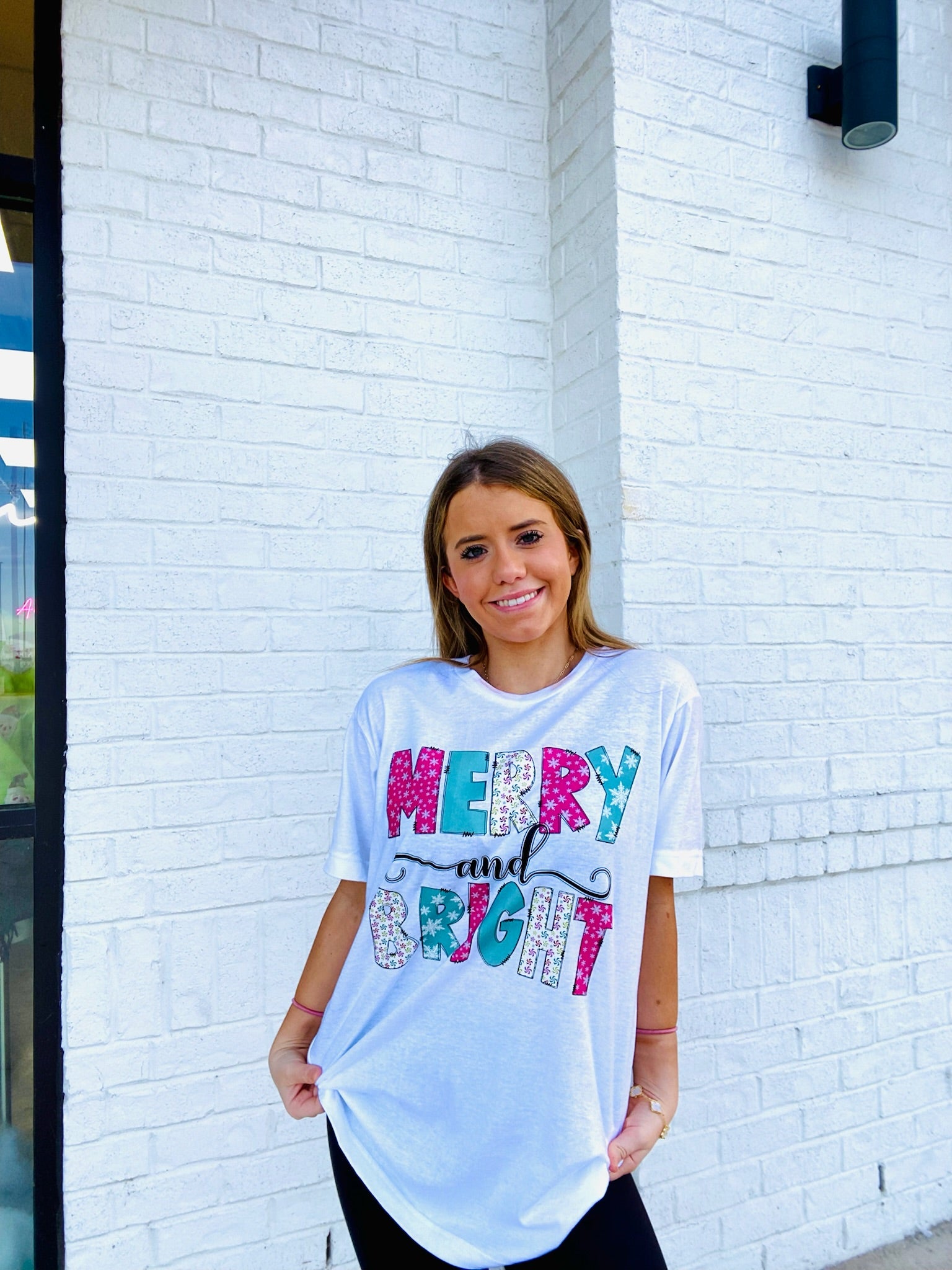 White Magical Merry And Bright Tee