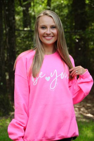 Be You Sweatshirt • Allie from Alabama • NEW COLORS-Shirt- Alabama, Allie, Allie from alabama, Be you, clothing, comfy sweatshirt, Curvy, grey sweatshirt, Merch, oversized sweatshirt, pink sweatshirt, plus size sweatshirt, plus sweatshirt, sweatshirt, SWEATSHIRTS, Tops-Pink-S-Ace of Grace Women's Boutique