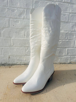 Tall White Wilder Cowgirl Boots- cowgirl, cowgirl boots, game, game day, game days, gameday, Shoes, white cowgirl-Ace of Grace Women's Boutique