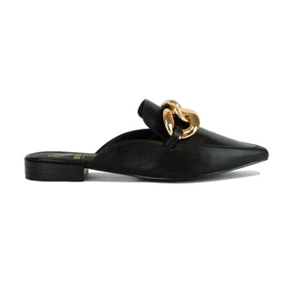 Black Mules with Gold Chain-shoe- chain,FOOTWEAR,gold chain,Mule,shoe,Shoes-Ace of Grace Women's Boutique