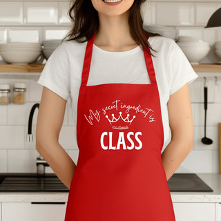 CLASSY Aprons • Miranda- Accessories, Apron, Classy, Cooking, Corn dip, Kitchen, Miranda, Stay classy-Secret Ingredient-Red-Ace of Grace Women's Boutique