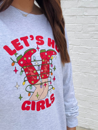 Let’s HO Girls Long sleeve T-Shirt- BOOTS, CHRISTMAS, CHRISTMAS CHEER, CHRISTMAS GRAPHIC TEE, Christmas Longsleeve, CHRISTMAS SHIRT, christmas sweatshirt, Christmas tee, christmas top, Christmas tshirt, Christmass tree, clothing, Funny, Ho, Lights, MERRY CHRISTMAS, MERRY CHRISTMAS Y’ALL, Sale, Santa, Seasonal, Tops-Ace of Grace Women's Boutique