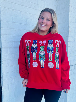 Red Nutcrackers Sequin Top- high tops,nutcracker,nutcracker long sleeve,Seasonal,SEQUIN,sequin top,SEQUINS,Tops-Ace of Grace Women's Boutique