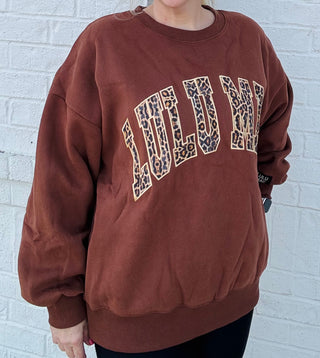 Lulu Mac Sweatshirt - Brown Leopard- comfy sweatshirt,Curvy,Lulu,Lulu mac,oversized sweatshirt,PLUS,plus size,plus sweatshirt,sweatshirt,SWEATSHIRTS,Tops-Ace of Grace Women's Boutique