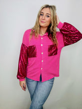 Pink Sparkle Button Up Shacket