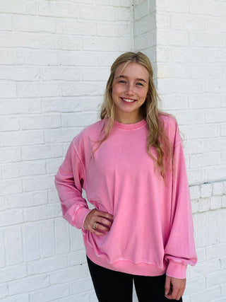 Oversized Mineral Washed Sweatshirt- Acid,blue,mineral,MINERAL WASH,MINERAL WASHED,oversized,oversized sweater,oversized sweatshirt,OVERSIZED TEE,OVERSIZED TOP,pink,Tops-Ace of Grace Women's Boutique