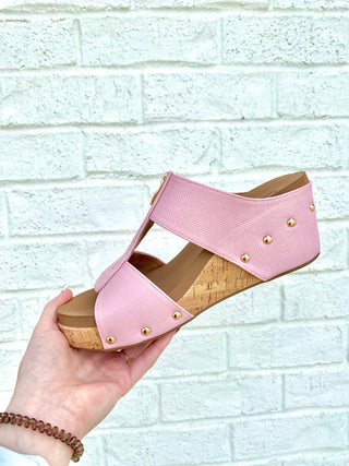 Blush Wedge Sandal- leather sandals, pink shoes, platform sandal, platform sandals, sandal, SANDALS, Shoes, SLIP ON SANDALS, Wedge, WEDGES-Ace of Grace Women's Boutique