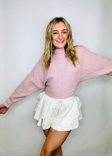 Pink Pearl Mock Neck Cropped Sweater