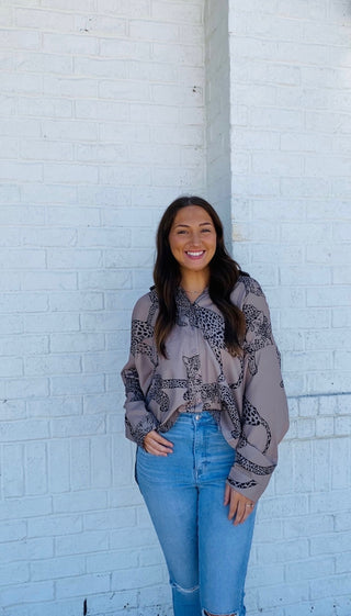 Mocha Animal Print Satin Top- animal,ANIMAL PRINT,BROWN,brown top,CHEETAH,CHEETAH PRINT,clothing,Curvy,fall clothes,LEOPARD,LEOPARD PRINT,Tops-Ace of Grace Women's Boutique