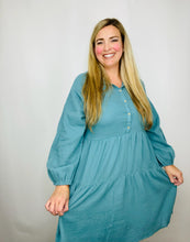 Long Sleeve Woven Button Down Tiered Dress | 2 colors