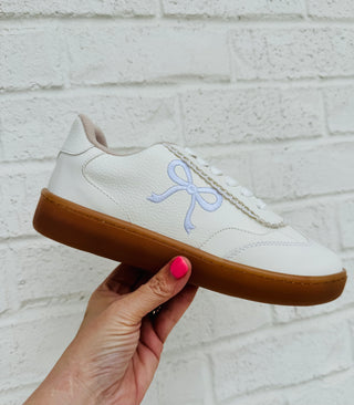 White Bow Double Lace Sneakers- Bow detail,BOWS,FOOTWEAR,Madelynn,MadelynnGrace,shoe,Shoes,star shoes,white shoes-Ace of Grace Women's Boutique