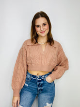 Dusty Rose Collared Knit Sweater