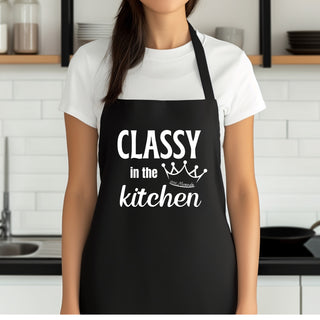 CLASSY Aprons • Miranda- Accessories, Apron, Classy, Cooking, Corn dip, Kitchen, Miranda, Stay classy-Classy in the Kitchen-Black-Ace of Grace Women's Boutique