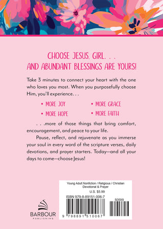Choose Jesus: 3-Minute Devotions for Teen Girls- book,Books,Devotion,devotional,gifts-Ace of Grace Women's Boutique
