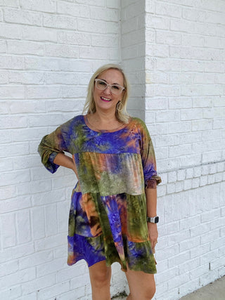 Tie Dye Knit Tiered Dress- clothing,Curvy,dress,dresses & rompers,SOFT,Softest,TIE DYE,tie dye dress-Ace of Grace Women's Boutique