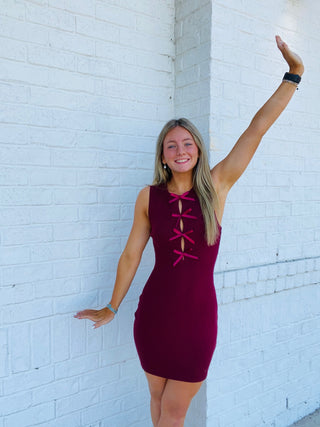 Maroon Bow Sweater Dress- dresses & rompers,game,game day,game day dress,game days,gameday,HAIL STATE,HAILSTATE,MAROON,maroon dress,Mississippi state,Sale-Ace of Grace Women's Boutique