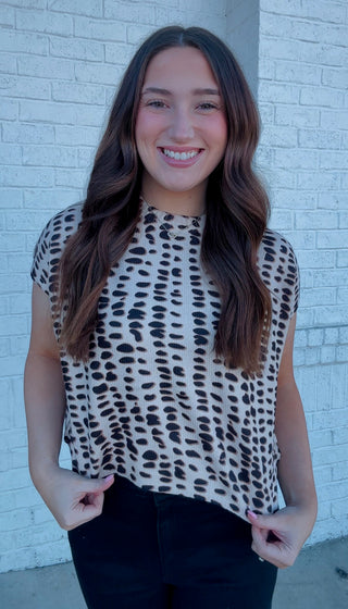 Leopard Print Sweater Top- animal,ANIMAL PRINT,black sweater,brown sweater,CHEETAH,CHEETAH SWEATER,cream sweater,Curvy,fuzzy sweater,knit sweater,leopard sweater,plus size sweater,SWEATER,sweater top,SWEATER VEST,sweaters,Tops-Ace of Grace Women's Boutique