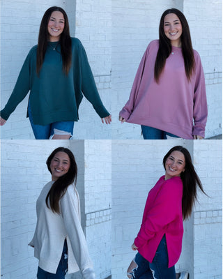 Extreme Soft Side Slit Pullover- clothing,COMFY,comfy sweatshirt,Curvy,fall clothes,Lulu,oversized sweatshirt,PLUS,plus size,PLUS SIZE HOODIE,plus size sweatshirt,PLUS SIZE TOP,plus sizes,plus sweatshirt,pullover,Softstream,Softstreme,sweatshirt,SWEATSHIRTS,Tops-Ace of Grace Women's Boutique