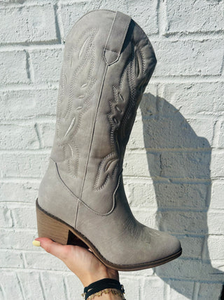 Grey Sand Cowgirl Boots- cowboy boots, cowgirl, cowgirl boots, game, game day, game days, gameday, grey boots, rodeo, Shoes, suede boots, tall boots-Ace of Grace Women's Boutique