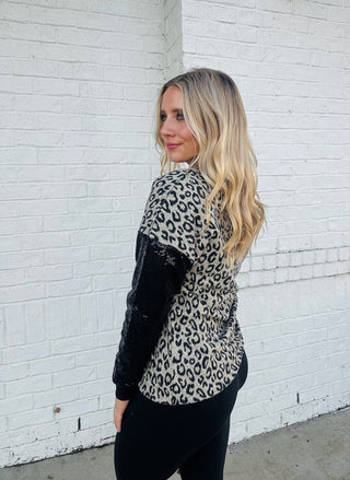 Sequin Sleeve Leopard Print Top- clothing,curv,Curvy,LEOPARD,PLUS,SEQUIN,sequin top,SEQUINS,Tops-Ace of Grace Women's Boutique