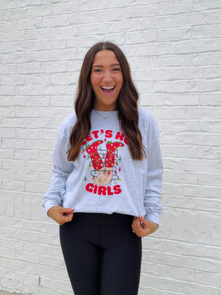 Let’s HO Girls Long sleeve T-Shirt- BOOTS, CHRISTMAS, CHRISTMAS CHEER, CHRISTMAS GRAPHIC TEE, Christmas Longsleeve, CHRISTMAS SHIRT, christmas sweatshirt, Christmas tee, christmas top, Christmas tshirt, Christmass tree, clothing, Funny, Ho, Lights, MERRY CHRISTMAS, MERRY CHRISTMAS Y’ALL, Sale, Santa, Seasonal, Tops-Ace of Grace Women's Boutique