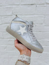 Paulina Metallic Silver Star Sneaker- HIGH TOP SNEAKERS, metallic sneakers, sneakers, star shoes, star sneakers-Ace of Grace Women's Boutique