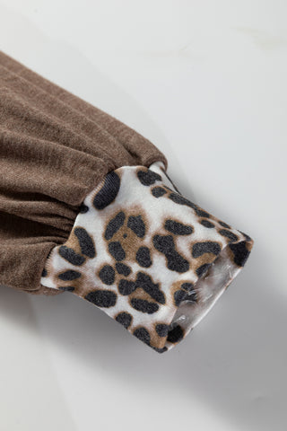 Gray Color Block Leopard Patchwork Dolman Sleeve High Low Baggy Sweatshirt-Tops/Sweatshirts & Hoodies- Best Sellers,Color Gray,Craft Patchwork,Occasion Daily,Print Color Block,Print Leopard,Season Fall & Autumn,Style Casual-Ace of Grace Women's Boutique