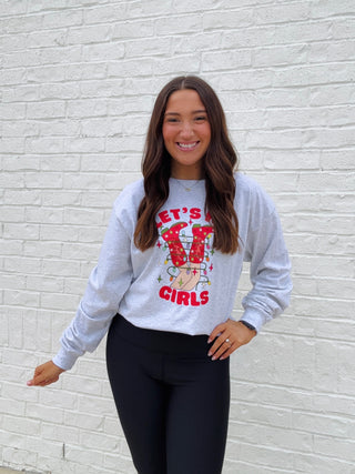 Let’s HO Girls Long sleeve T-Shirt- BOOTS,CHRISTMAS,CHRISTMAS CHEER,CHRISTMAS GRAPHIC TEE,Christmas Longsleeve,CHRISTMAS SHIRT,christmas sweatshirt,Christmas tee,christmas top,Christmas tshirt,Christmass tree,clothing,Funny,Ho,Lights,MERRY CHRISTMAS,MERRY CHRISTMAS Y’ALL,Sale,Santa,Seasonal,Tops-Ace of Grace Women's Boutique