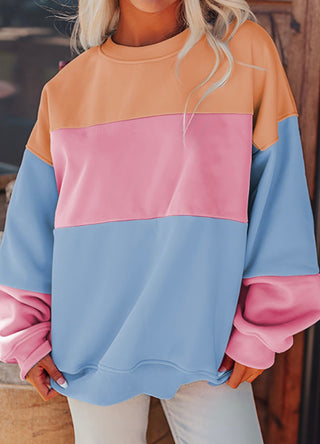 PREORDER - Color Block Sweatshirt Pullover- color block,Colorblock,COMFY,comfy sweatshirt,Curvy,oversized,oversized sweatshirt,OVERSIZED TOP,PLUS,plus size,plus size sweatshirt,PREORDER,Tops-Ace of Grace Women's Boutique