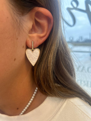 Madelynn Classic Rhinestone Pearl Heart- GOLD, HEART EARRINGS, Jewelry, MadelynnGrace, Seasonal-Ace of Grace Women's Boutique