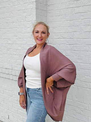 Scuba Cocoon Style Cardigan-Sweater- cardigan,COMFY,JACKET,Lulu,outerwear,Scuba,Tops-Ace of Grace Women's Boutique