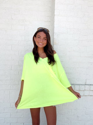 Oversized Boyfriend Tee- Curvy,Neon,oversized,OVERSIZED TEE,OVERSIZED TOP,PLUS,plus size,Slouchy,Tops-Ace of Grace Women's Boutique