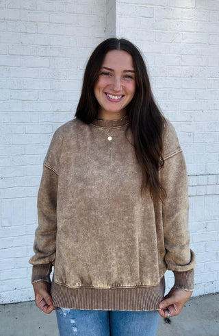 Acid Wash Sweatshirt- beige sweatshirt, clothing, comfy sweatshirt, oversized sweatshirt, plus size sweatshirt, plus sweatshirt, sweatshirt, SWEATSHIRTS, Tops-Ace of Grace Women's Boutique