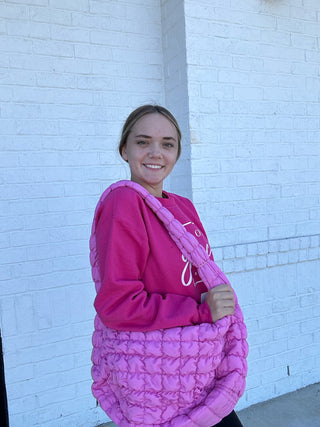 Oversized Quilted Puffer Bags- bags, Free bag, gifts, People, Puffer bag, Puffy, quilted, QUILTED BAG-Pink-Ace of Grace Women's Boutique