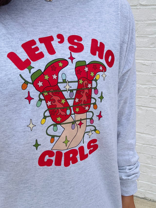 Let’s HO Girls Long sleeve T-Shirt- BOOTS, CHRISTMAS, CHRISTMAS CHEER, CHRISTMAS GRAPHIC TEE, Christmas Longsleeve, CHRISTMAS SHIRT, christmas sweatshirt, Christmas tee, christmas top, Christmas tshirt, Christmass tree, clothing, Funny, Ho, Lights, MERRY CHRISTMAS, MERRY CHRISTMAS Y’ALL, Sale, Santa, Seasonal, Tops-Ace of Grace Women's Boutique