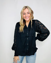Black Button Up Long Sleeve Top