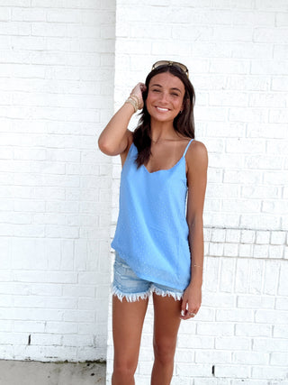 Swiss Dot Summer Tank- adjustable straps,blue tank,RIBBED TANK,summer tank,Swiss,tank,tank top,Tops-Ace of Grace Women's Boutique
