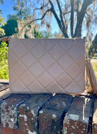 Caroline Hill - Madelyn Clutch/Crossbody Tan Quilted LD- bags,caroline hill,CAROLINE HILL PURSE,PURSE-Ace of Grace Women's Boutique