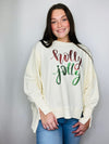 Holly Jolly Off White Sequin Pullover- CHRISTMAS, CHRISTMAS SHIRT, christmas sweatshirt, holiday, HOLIDAYS, Holly Jolly, HOLLY JOLLY CHRISTMAS, holly jolly pullover, MERRY CHRISTMAS-Ace of Grace Women's Boutique
