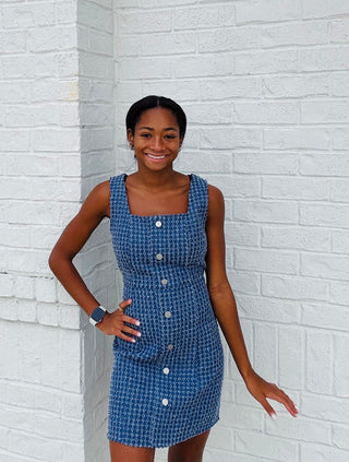 Button Down Mini Dress- blue dress,clothing,colorful dress,DENIM DRESS,dress,dresses & rompers,Dressy,game,game day,game day dress,GRADUATION DRESS,mini dress,Party dress,PLAID DRESS,recruitment,RUSH,summer dress-Ace of Grace Women's Boutique