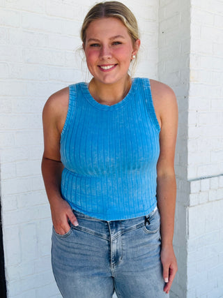 Ribbed Summer Tank Top- athletic tank,beach,BEACH OUTFIT,blue tank,BLUE TANK TOP,clothing,CROPPED TANK,CROPPED TANK TOP,PINK TANK TOP,RIBBED TANK,RIBBED TANK TOP,Sale,summer tank,tank,tank top,Tops-Ace of Grace Women's Boutique