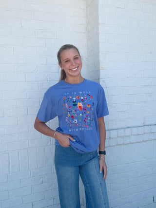 It Is Well With My Soul Tee- Curvy,graphic,graphic T-shirt,GRAPHIC TEE,Graphic Tees,graphic tshirt,PLUS,T-shirt,Tops-Ace of Grace Women's Boutique