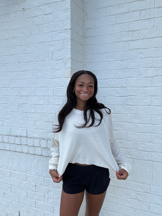 Raglan Sleeve Crop Top - Cream- crop,crop top,CROPPED,Raglan,Tops-Ace of Grace Women's Boutique
