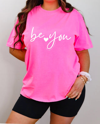 Be You T-Shirt • Allie from Alabama • NEW COLORS- Allie,Allie from alabama,Be you,butterflies,butterfly,butterfly tee,clothing,COMFORT COLOR,Curvy,graphic,GRAPHIC TEE,Graphic Tees,graphic tshirt,Tops,You matter-Neon Pink-S-Ace of Grace Women's Boutique